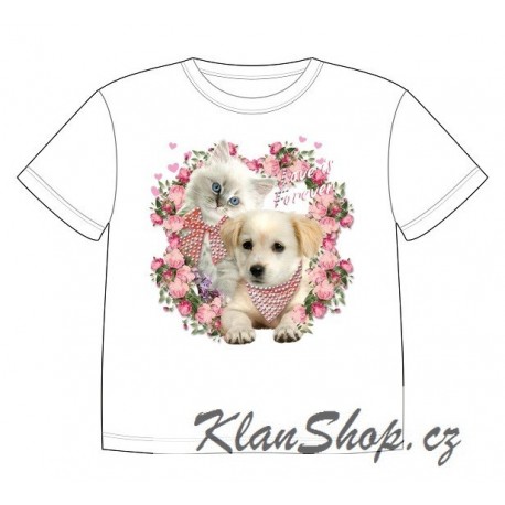 Dětské tričko s potiskem zvířat - Pejsek s kočičkou