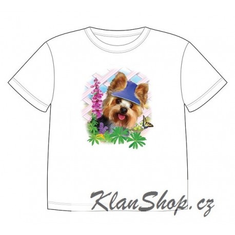 Dětské tričko s potiskem zvířat - Jorkšír s motýlem