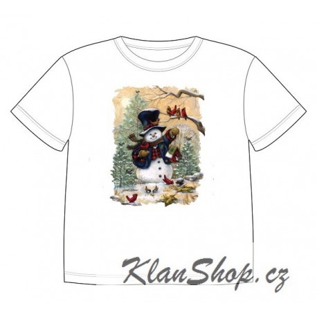 Dětské tričko s potiskem zvířat - Sněhulák s ptáčky