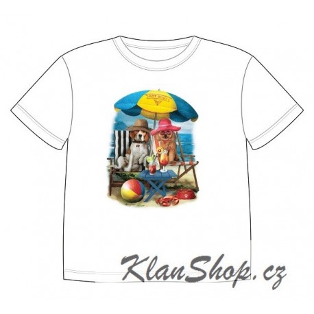 Dětské tričko s dobarvujícím se potiskem – Pejsci na pláži