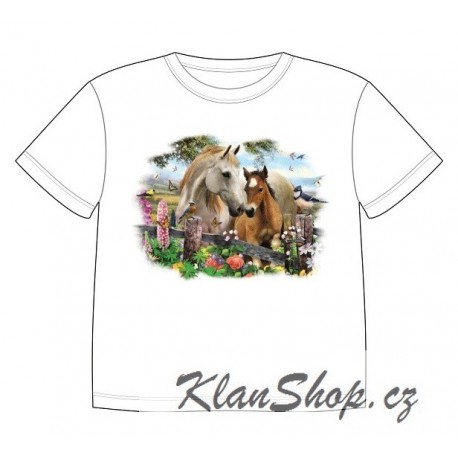 Dětské tričko s dobarvujícím se potiskem – Klisna s hříbětem