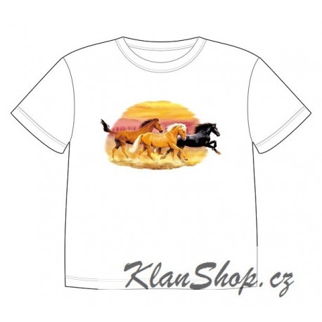 Dětské tričko s dobarvujícím se potiskem – Stádo koní