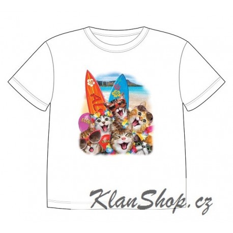 Dětské tričko s dobarvujícím se potiskem – Koťátka na pláži