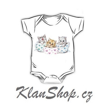 Dětské body s potiskem – Kočičky v šálcích