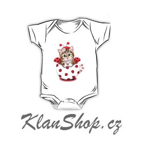 Dětské body s potiskem – Kočička s beruškami