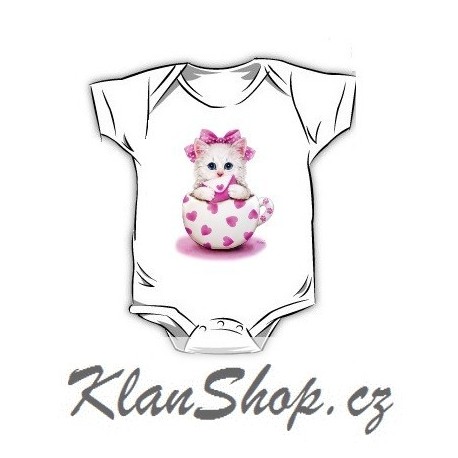 Dětské body s potiskem – Bílé koťátko