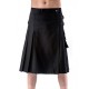 Pánský kilt Queen Of Darkness - Black kilt with buckles and side pocket