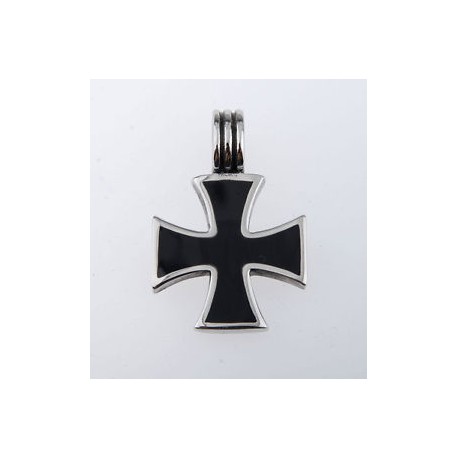 Ocelový přívěsek - Černý kříž