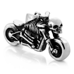 Ocelový přívěsek - Kostlivec na motorce