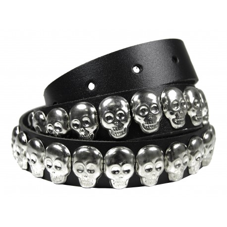 Kožený pásek s lebkami