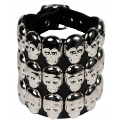 Kožený náramek s lebkami