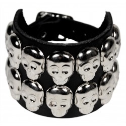 Kožený náramek s lebkami