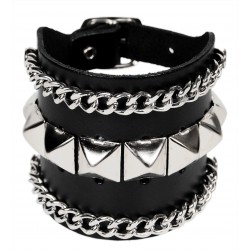 Kožený náramek s pyramidami 