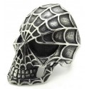 Prsten z chirurgické oceli - Lebka s pavučinou