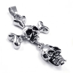 Ocelový přívěsek - Lebky s kostmi