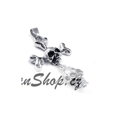 Ocelový přívěsek - Lebky s kostmi