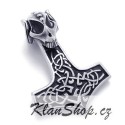 Ocelový přívěsek - Thorovo kladivo s beraní lebkou