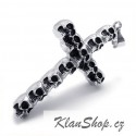 Ocelový přívěsek - Kříž s lebkami