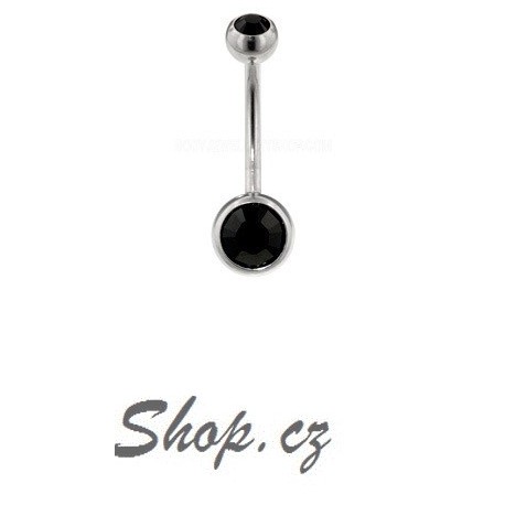 Piercing pupíku - Černé kamínky