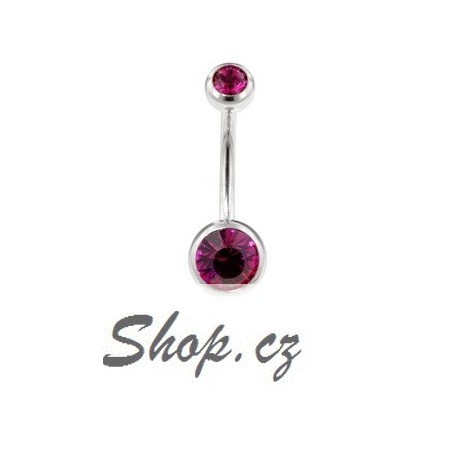 Piercing pupíku - Fialové kamínky