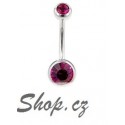 Piercing do pupíku - Fialové kamínky