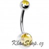 Piercing do pupíku - Žluté kamínky