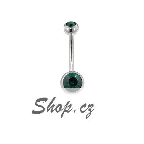 Piercing do pupíku - Tmavě zelené kamínky