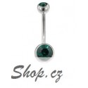 Piercing do pupíku - Tmavě zelené kamínky