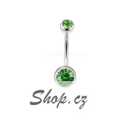 Piercing do pupíku - Světle zelené kamínky