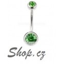 Piercing do pupíku - Světle zelené kamínky