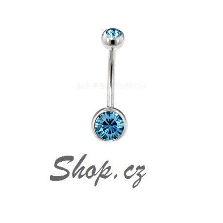 Piercing do pupíku - Světle modré kamínky