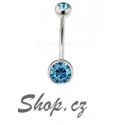 Piercing do pupíku - Světle modré kamínky