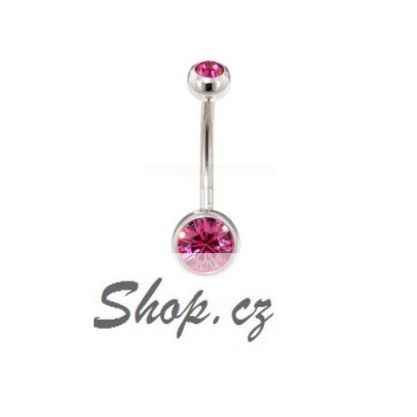 Piercing do pupíku - Růžové kamínky