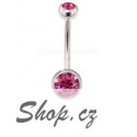 Piercing do pupíku - Růžové kamínky