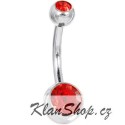Piercing do pupíku - Červené kamínky