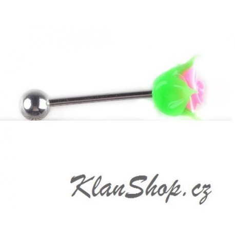 Piercing do jazyku - Růžová růže