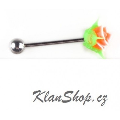 Piercing do jazyku - Oranžová růže